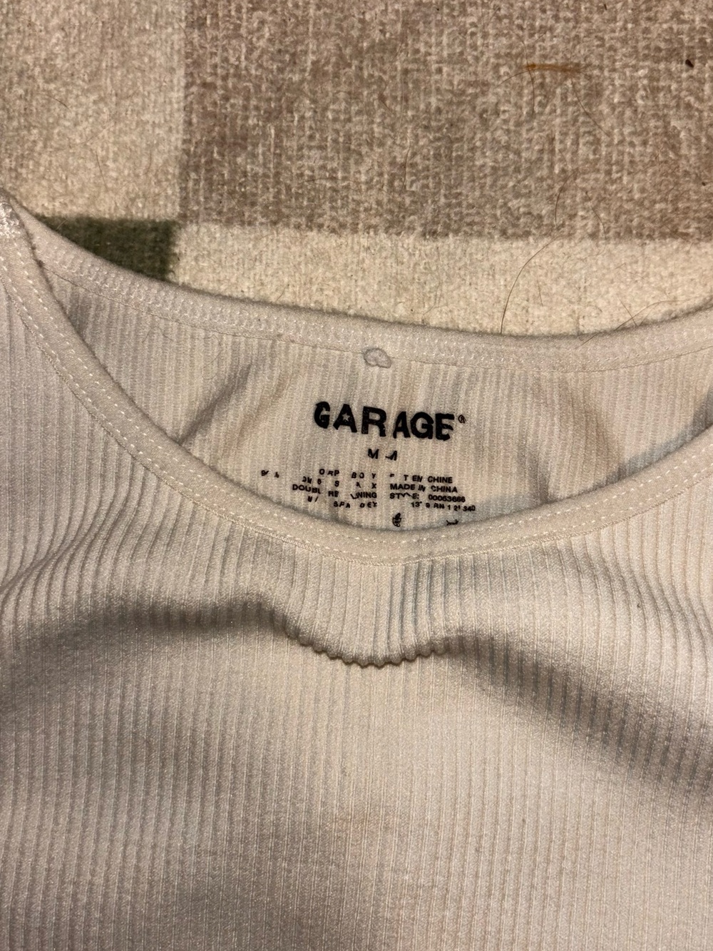 Garage White Ribbed Crop Tank Top - Picture 2 of 3